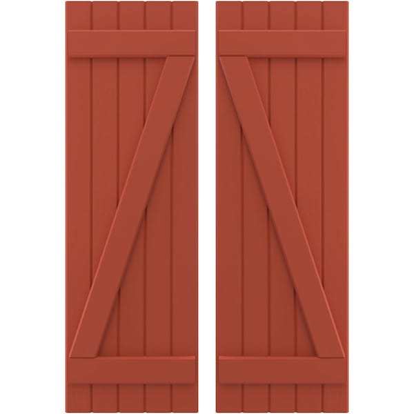 Ekena Millwork Americraft 5-Board (2 Batten) Wood Joined Board-n-Batten Shutters w/ Z-Bar, ARW102BB518X77CLH, PR ARW102BB518X77CLH - main